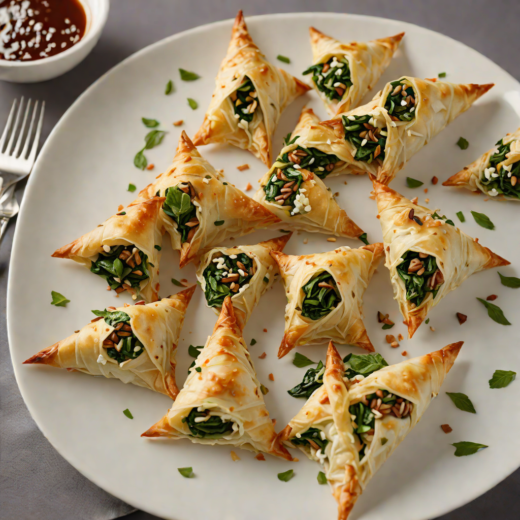 Phyllo-Wrapped Spinach and Feta Triangles with Nutmeg