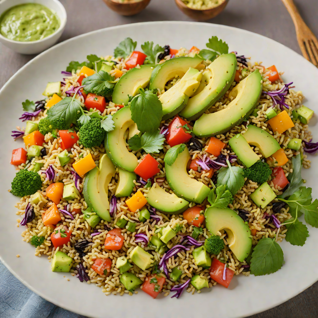 Sautéed Quinoa and Vegetable Bowl with Avocado and Lemon Dressing