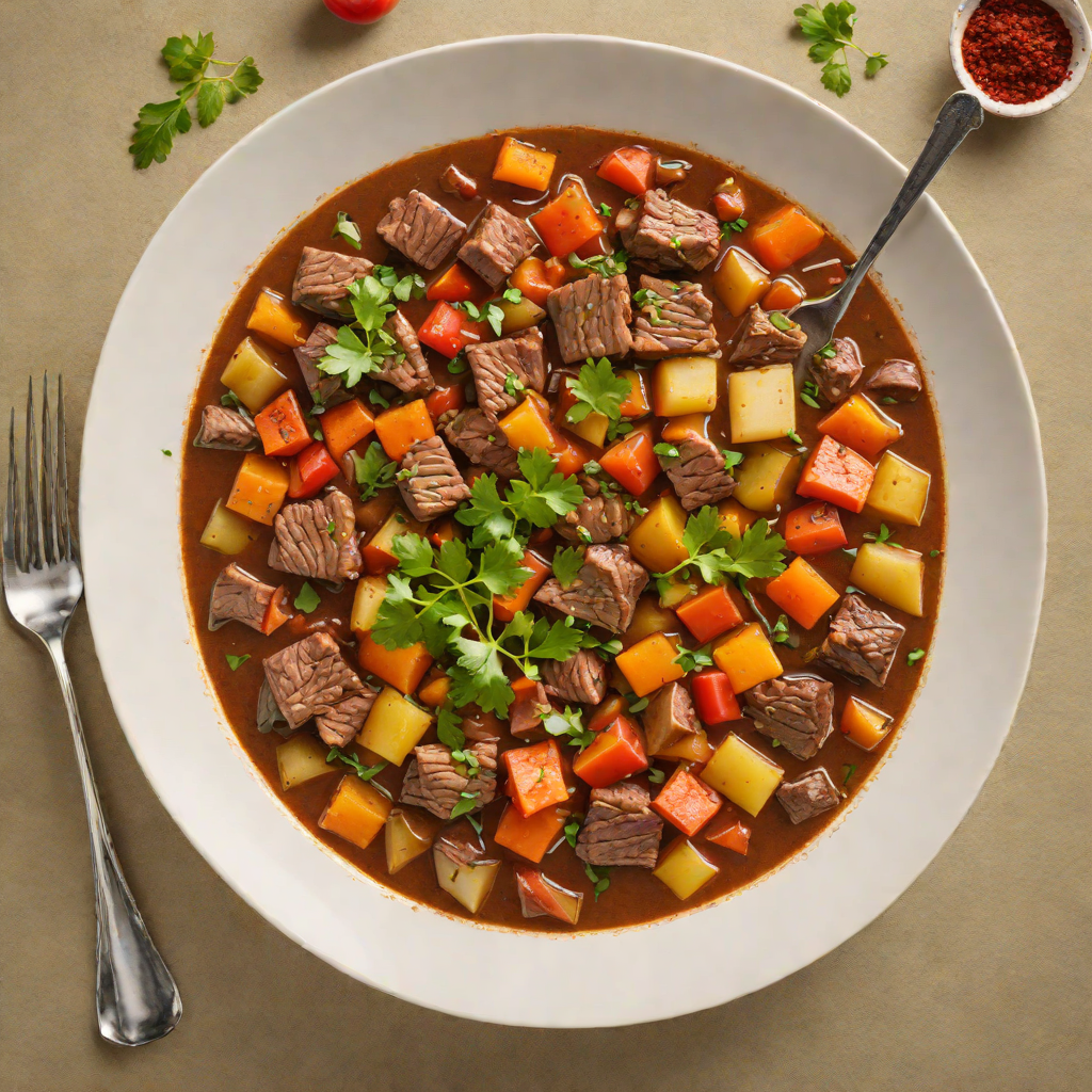 Slow-Cooked Beef Stew with Chilean Peppers and Root Vegetables