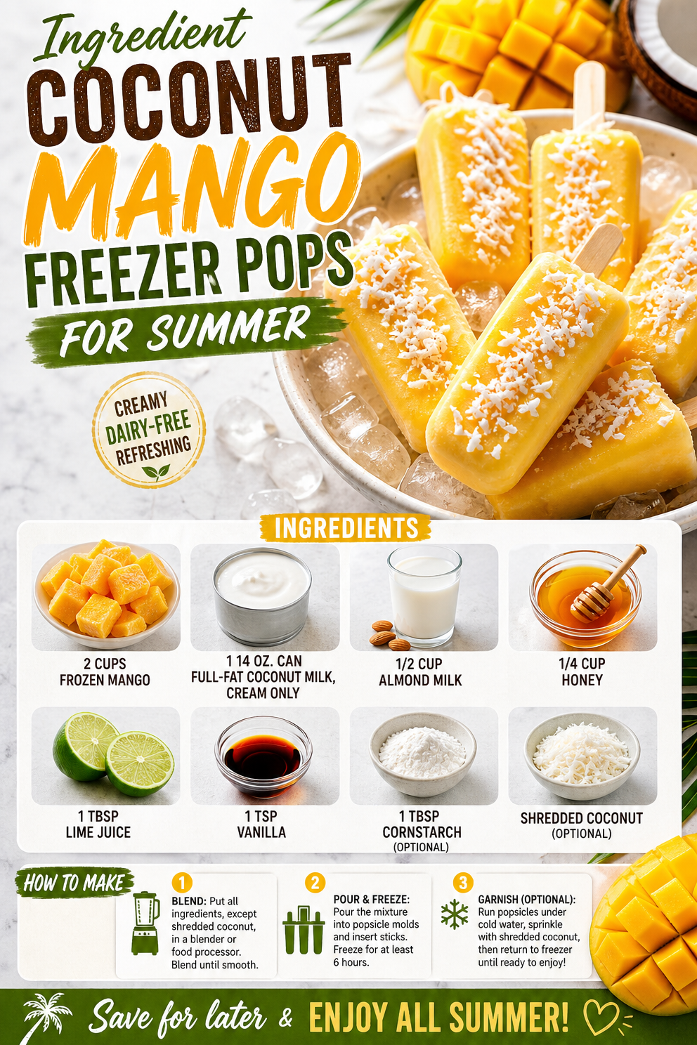 Five-Ingredient Coconut Mango Frozen Bars