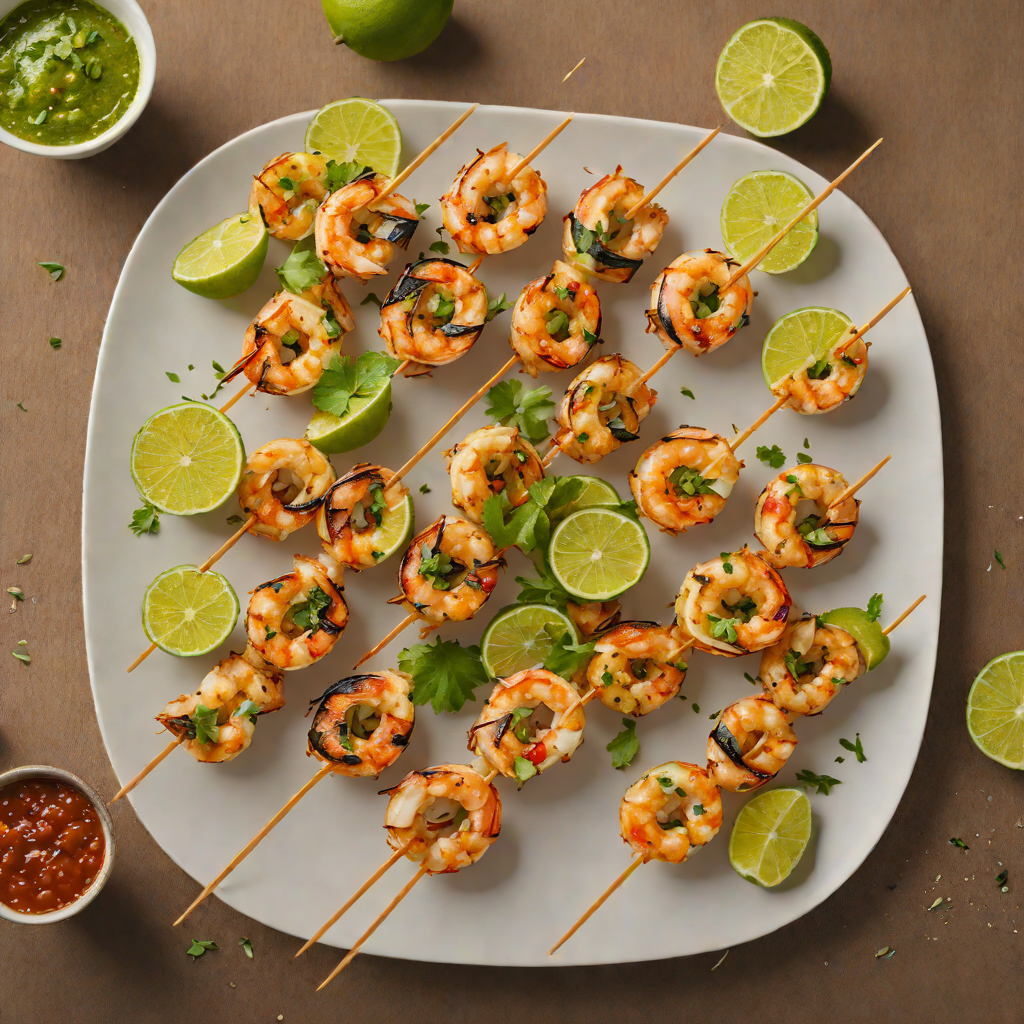 Charcoal-Grilled Lime and Chili Shrimp Skewers