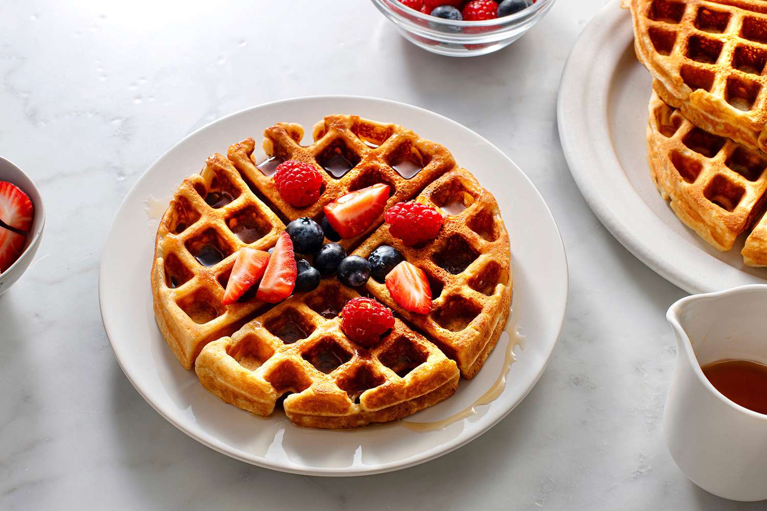 Waffle-Style Liege Doughnuts with Spiced Pear Compote