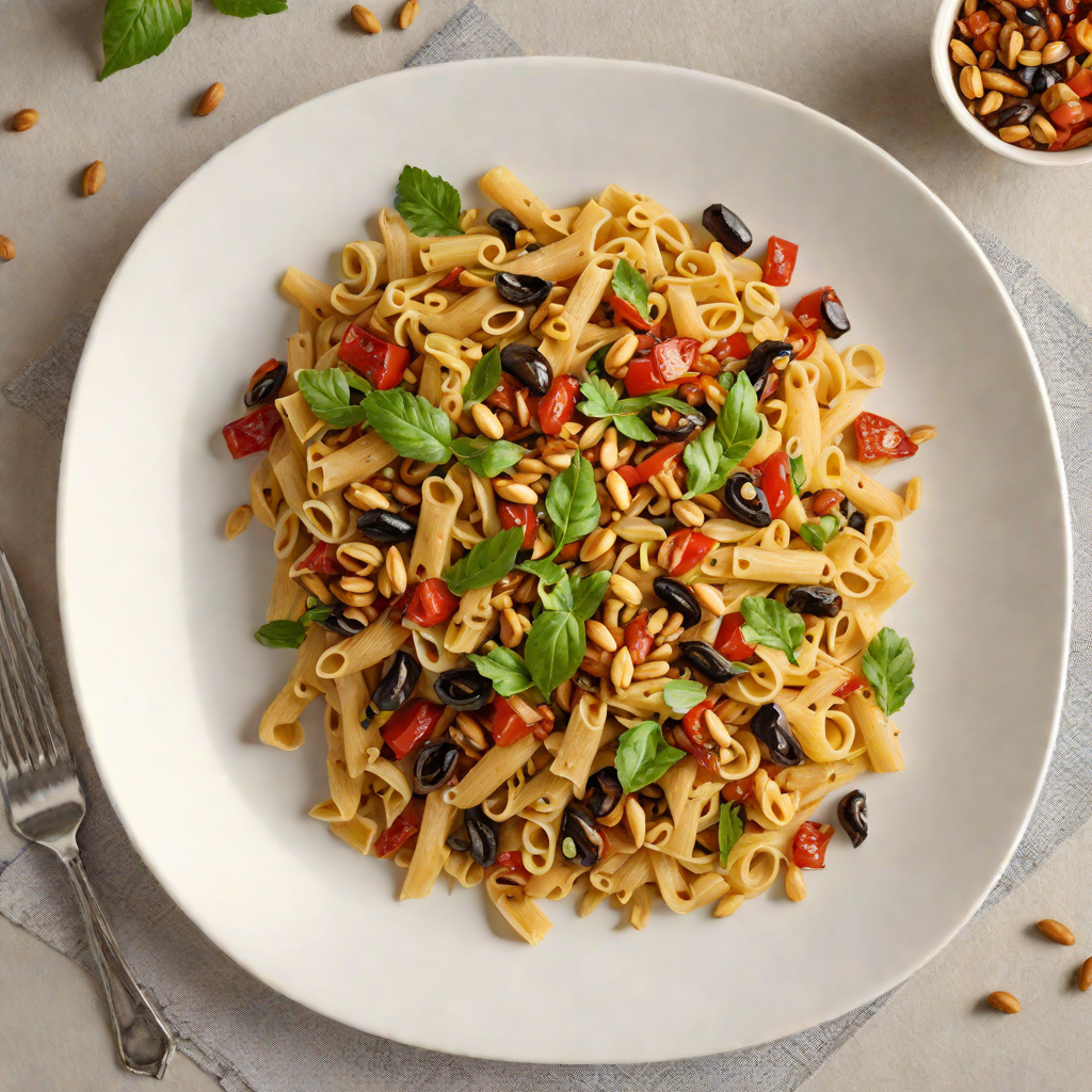 Sicilian-Style Pasta with Caponata and Pine Nuts
