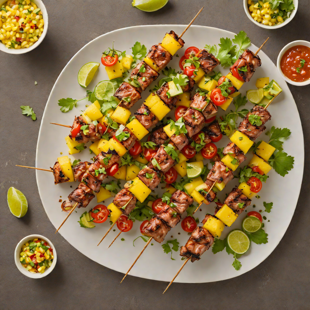 Tropical Caribbean Grilled Pork Skewers with Pineapple Salsa