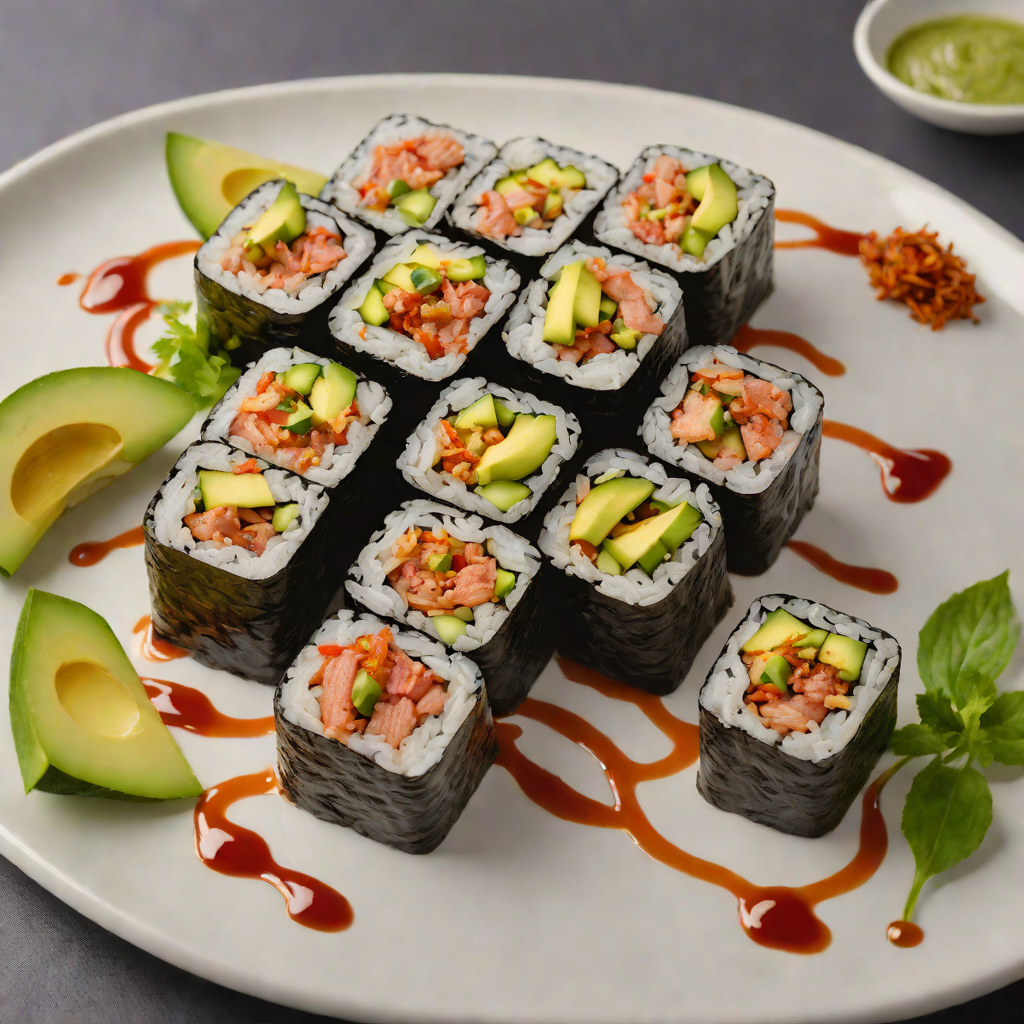 Hunan Fusion Sushi Roll with Spicy Tuna and Avocado