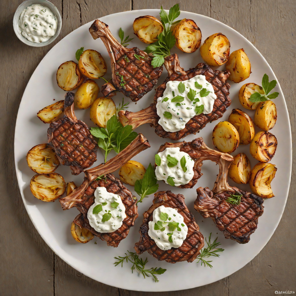 Grilled Citrus-Marinated Lamb Chops with Tzatziki and Roasted Potatoes