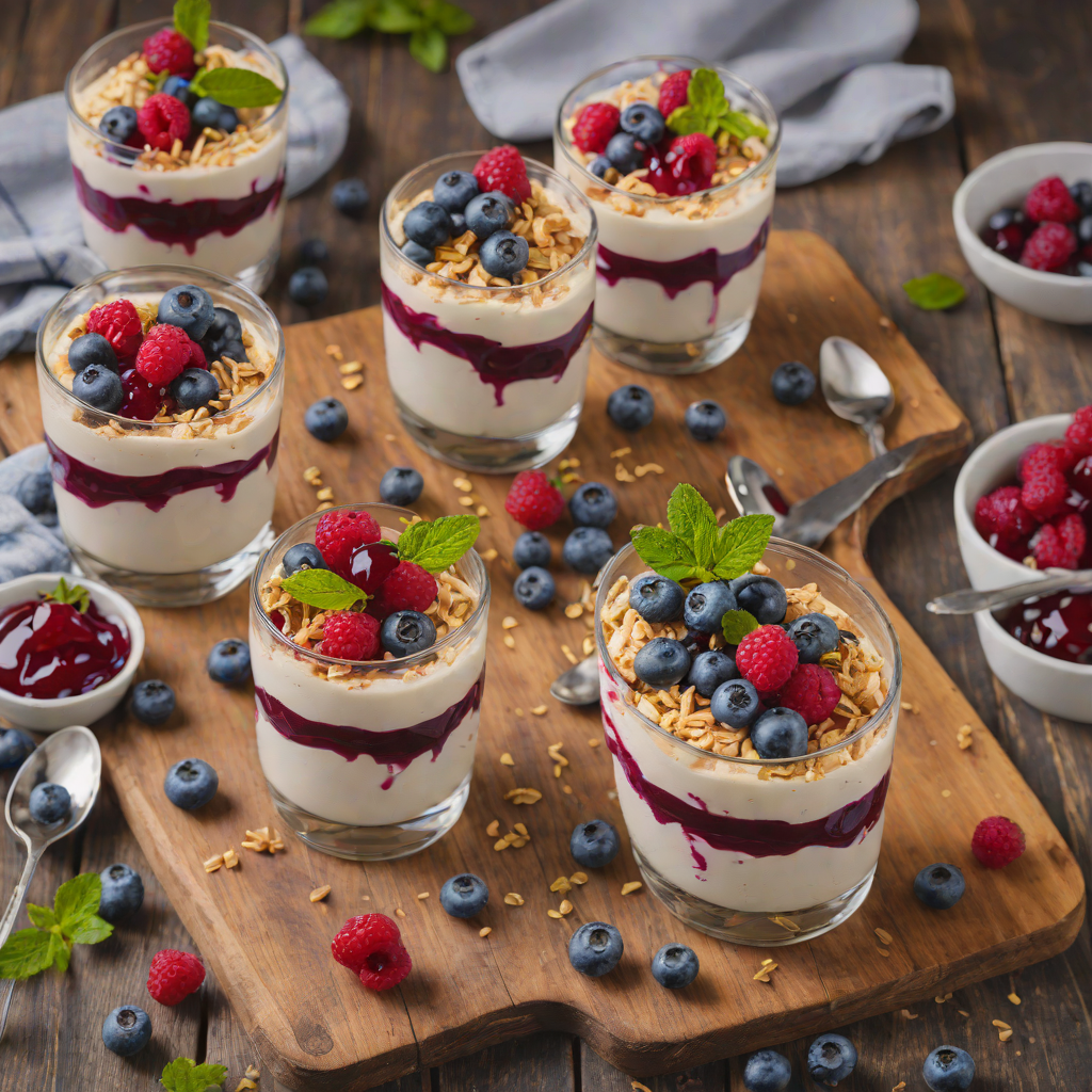 No-Bake Blueberry Cheesecake Parfaits with Red Berry Compote