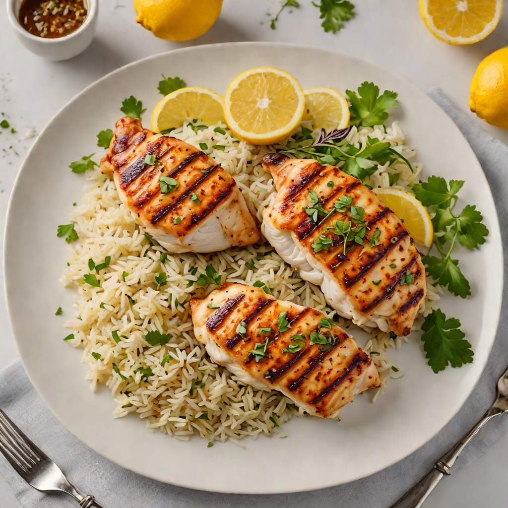 Grilled Lemon-Garlic Chicken with Herbed Rice
