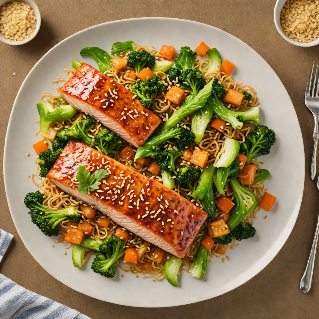 Honey-Garlic Glazed Salmon with Sesame Bok Choy Stir Fry
