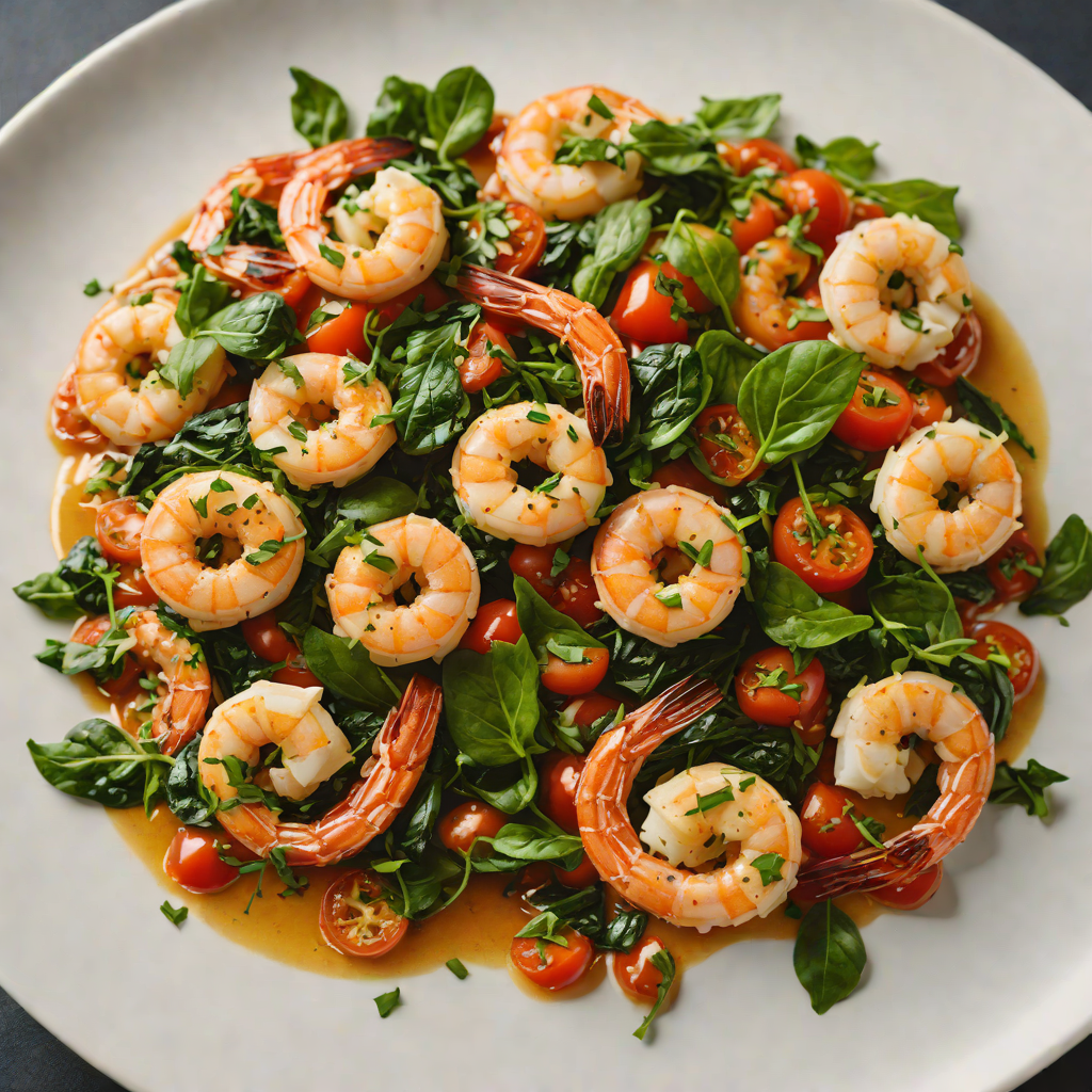 Garlic-Tomato Shrimp with Wilted Spinach and Herbs