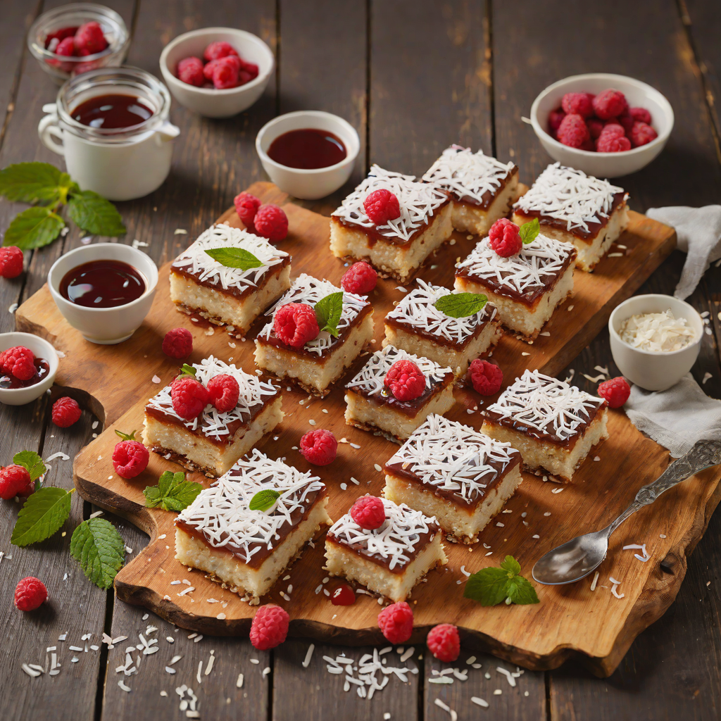 Traditional Lamington Squares with Coconut and Raspberry Jam