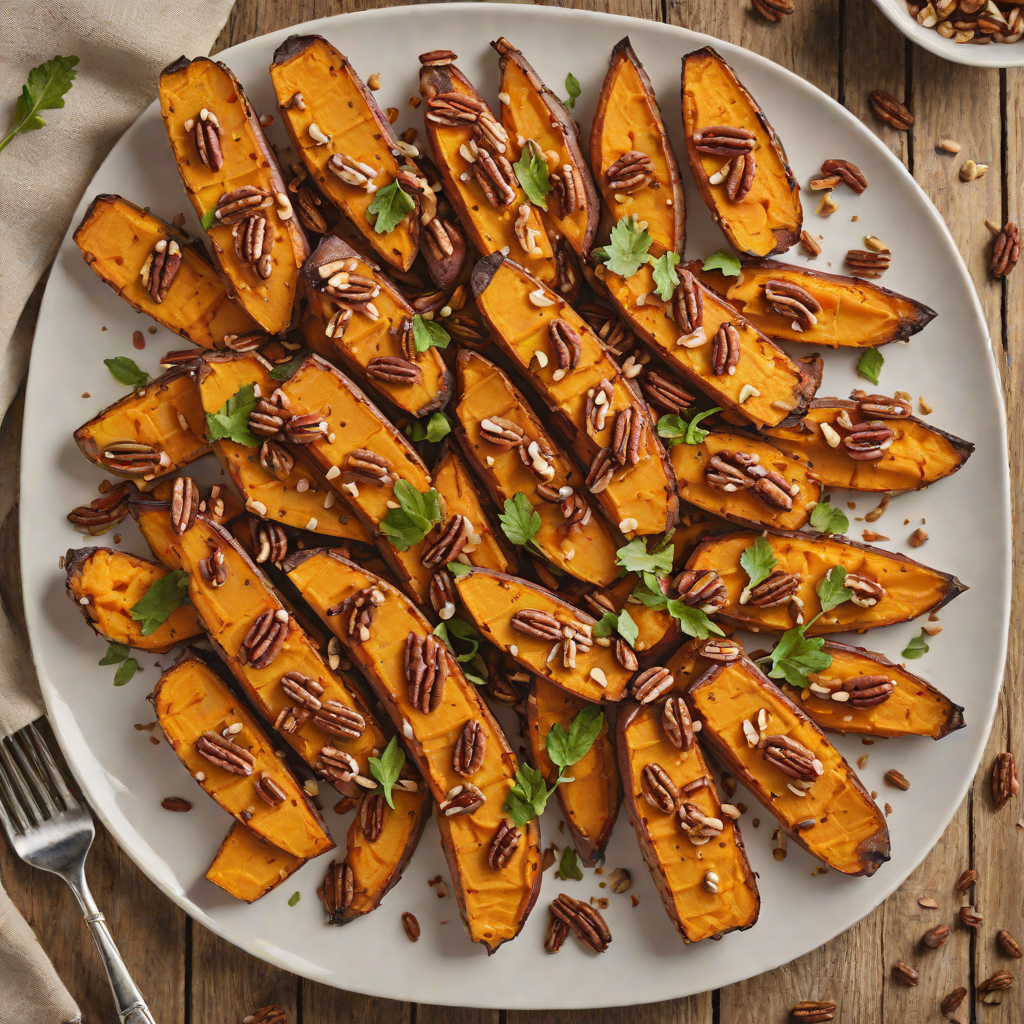 Maple-Glazed Roasted Sweet Potatoes with Pecans