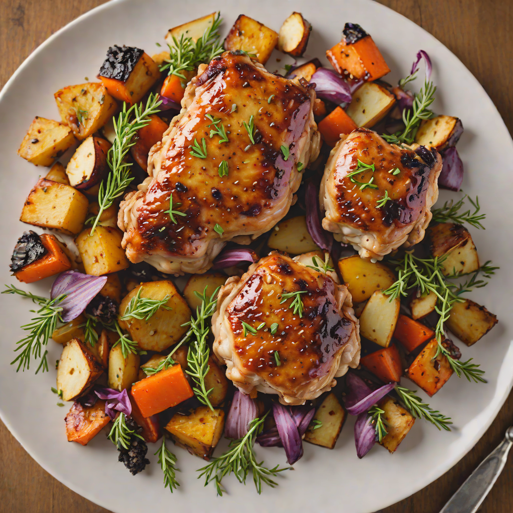 Honey-Lavender Glazed Chicken Thighs with Roasted Root Vegetables