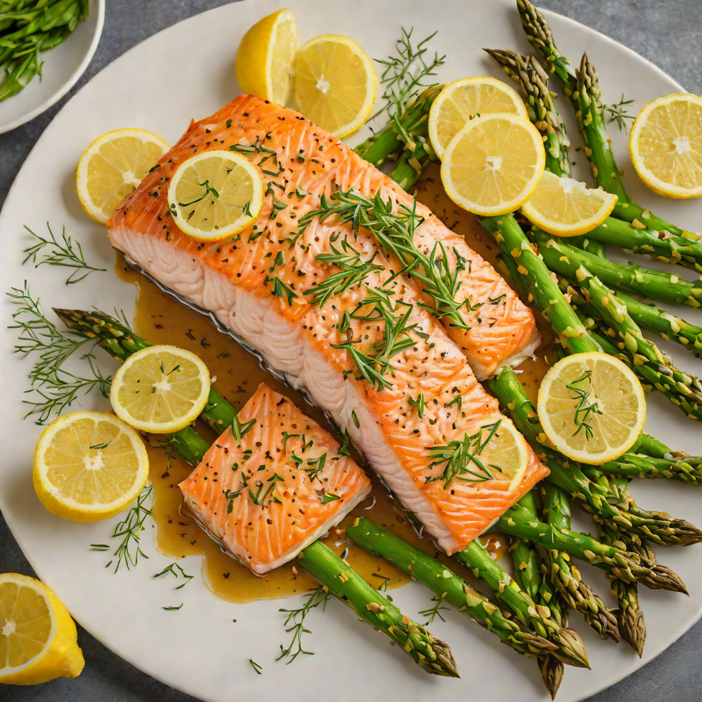 Baked Lemon-Thyme Salmon with Asparagus