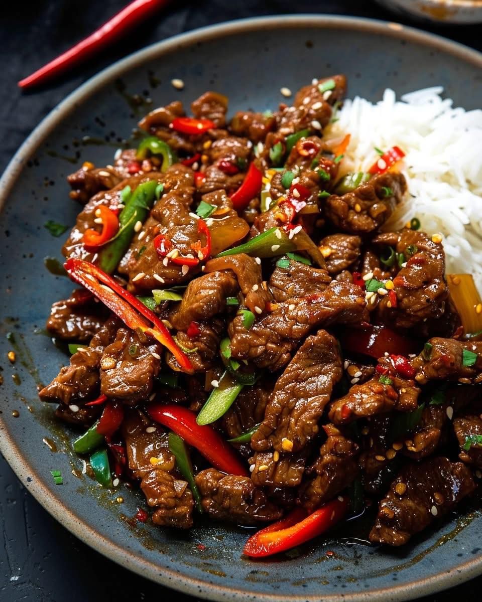 Stir-Fried Beef with Spicy Garlic and Bell Peppers
