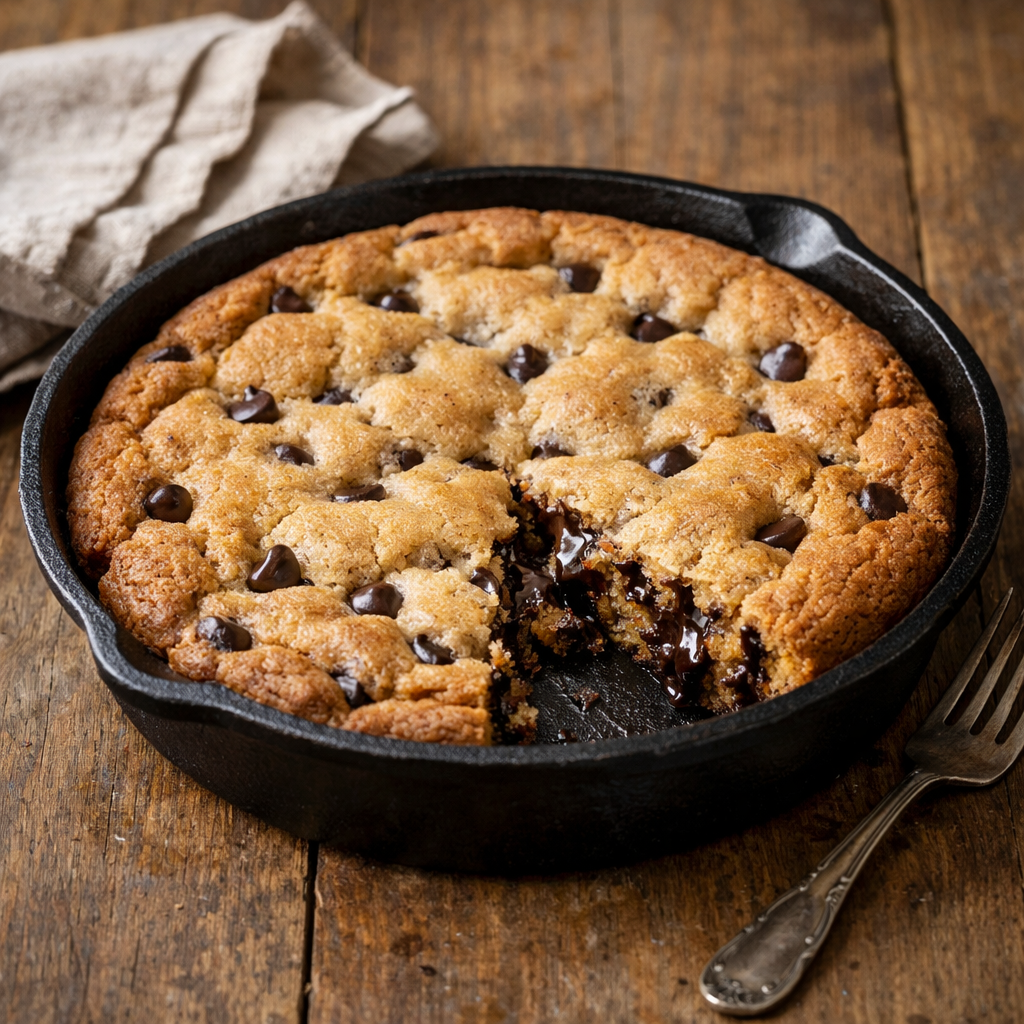 One-Pan Baked Chocolate Chip Cookie Skillet