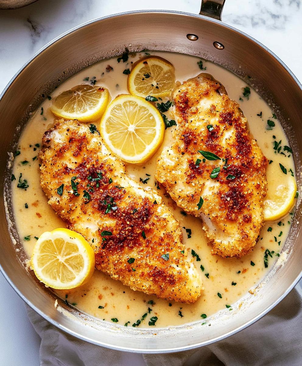 Parmesan-Crusted Chicken Schnitzel with Lemon Butter
