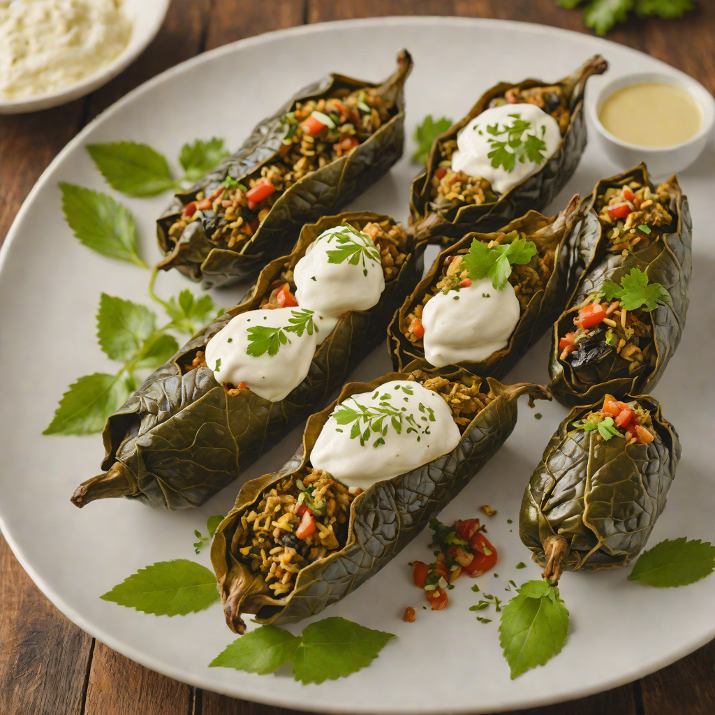 Uzbek-Style Dolmas with Herb-Infused Yogurt Sauce