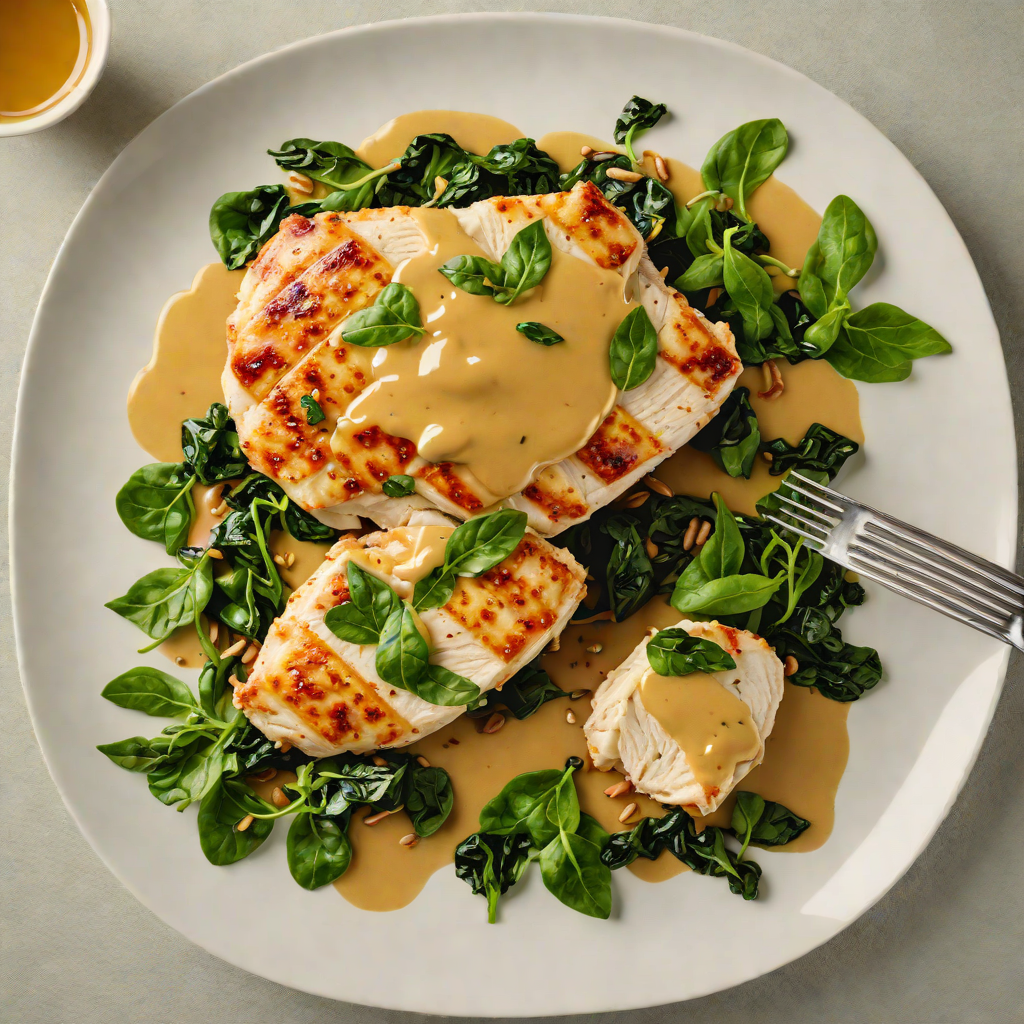 Sautéed Chicken Breast with Honey-Mustard Glaze and Wilted Spinach