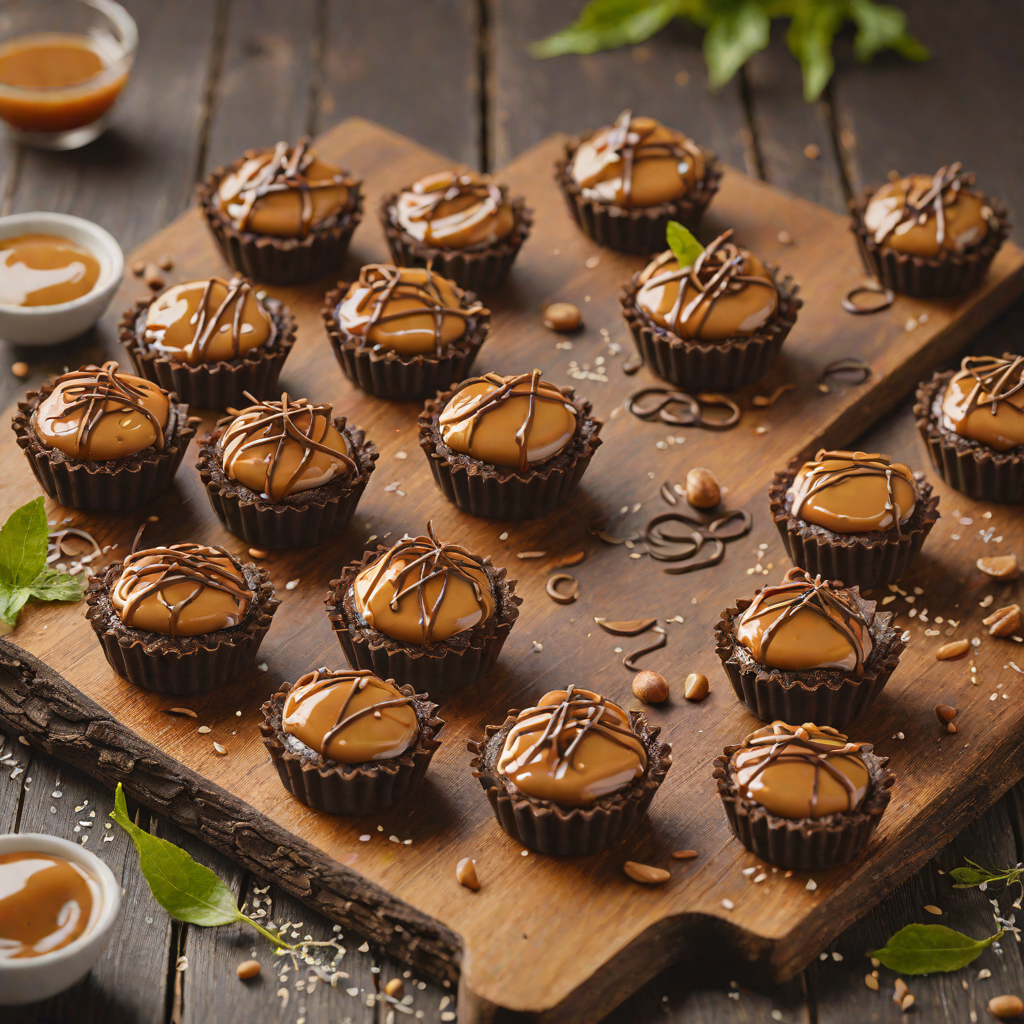 Mini Brownie Tartlets with Salted Caramel Drizzle