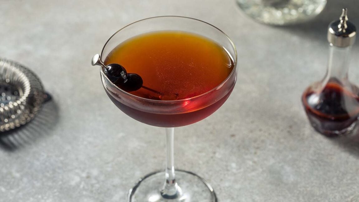 Black Manhattan with Amaro Averna and Campari