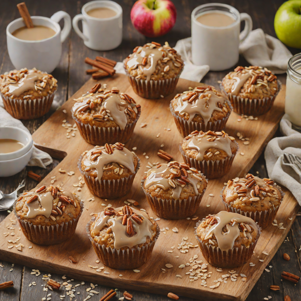 Cinnamon-Spiced Apple Oat Muffins with Maple Glaze