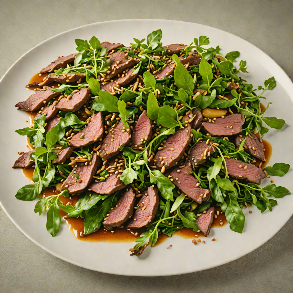 Stir-Fried Kangaroo with Wattleseed and Garlic Greens