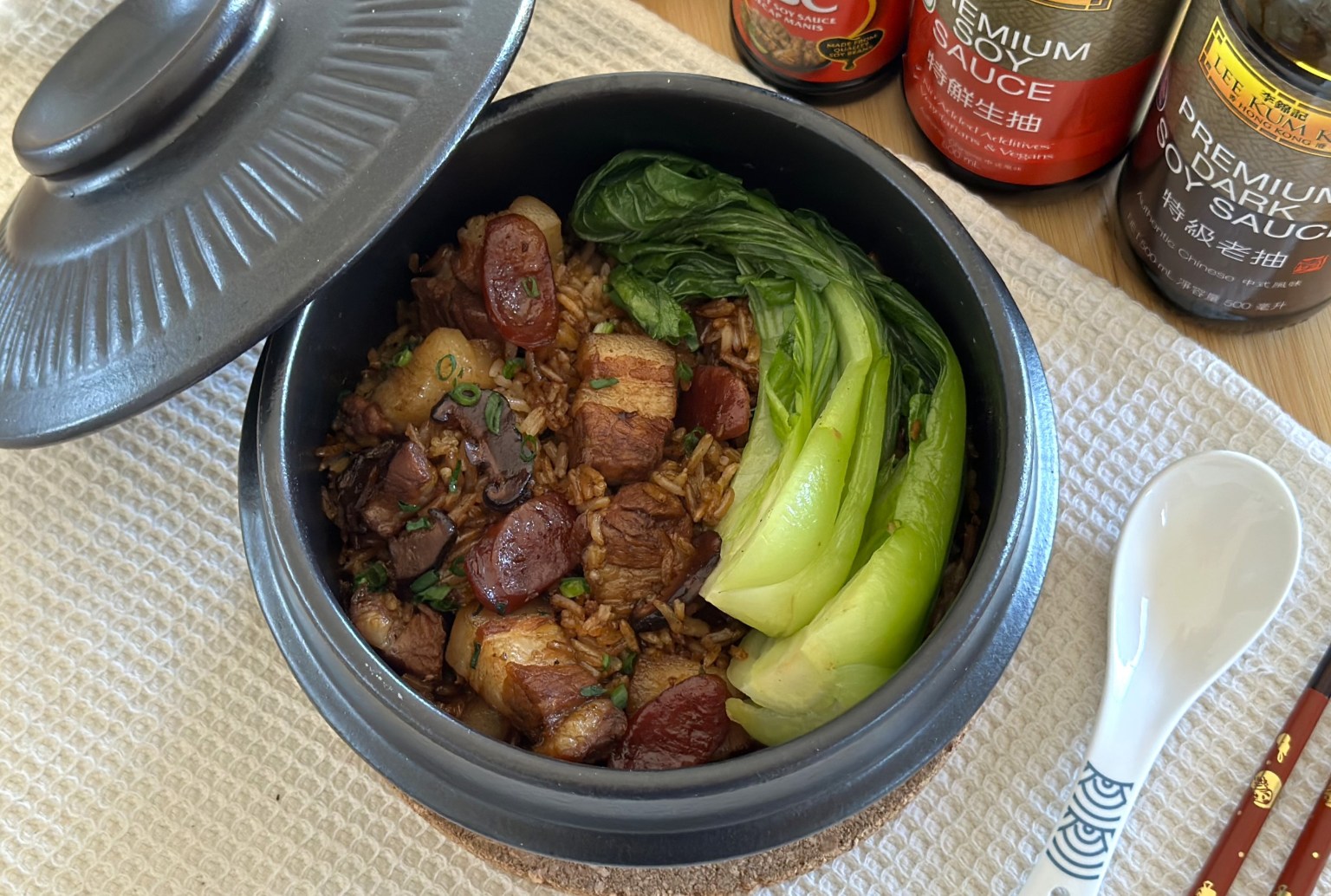 Pork and Broccoli Clay Pot Rice