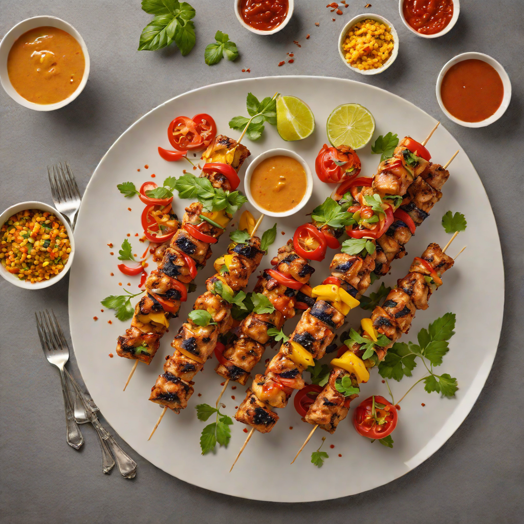 Spicy Chicken Shish Kebabs with Charred Bell Pepper Sauce