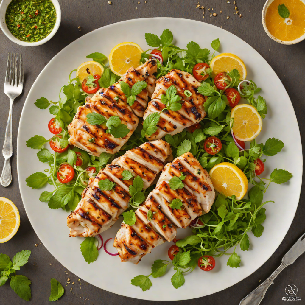 Citrus-Marinated Grilled Chicken with Fresh Mint and Parsley Salad