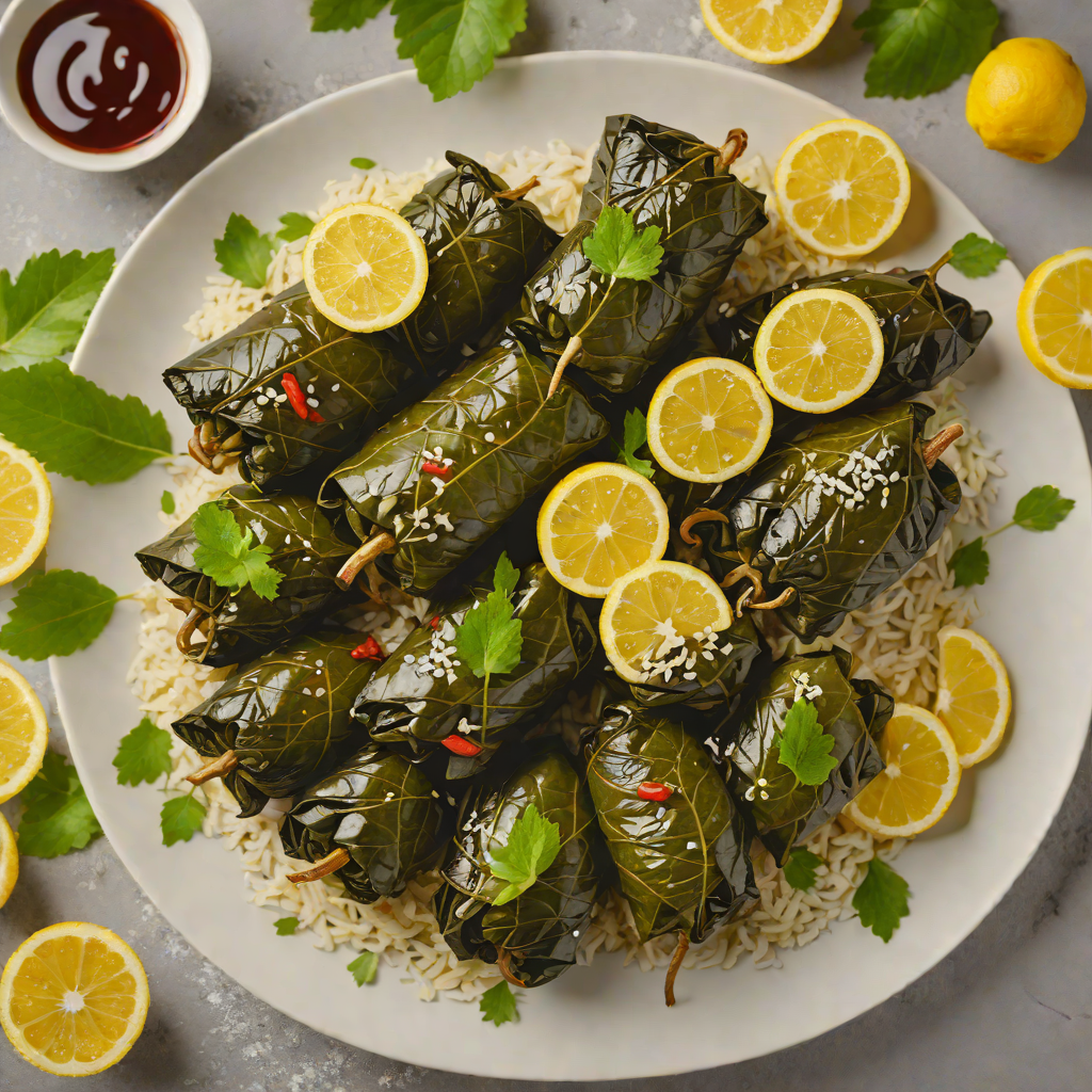 Dolma Stuffed Grape Leaves with Lemon Rice
