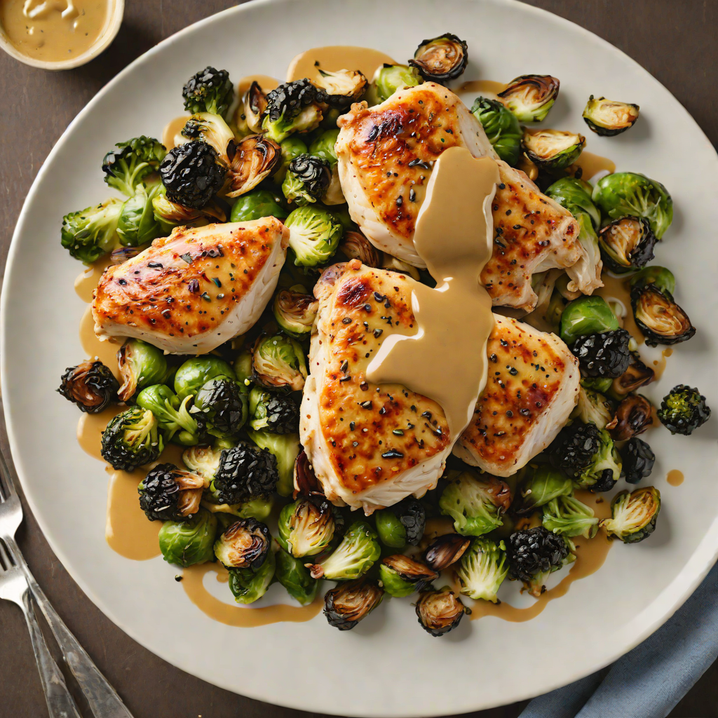 Pan-Seared Chicken with Honey-Mustard Glaze and Charred Brussels Sprouts