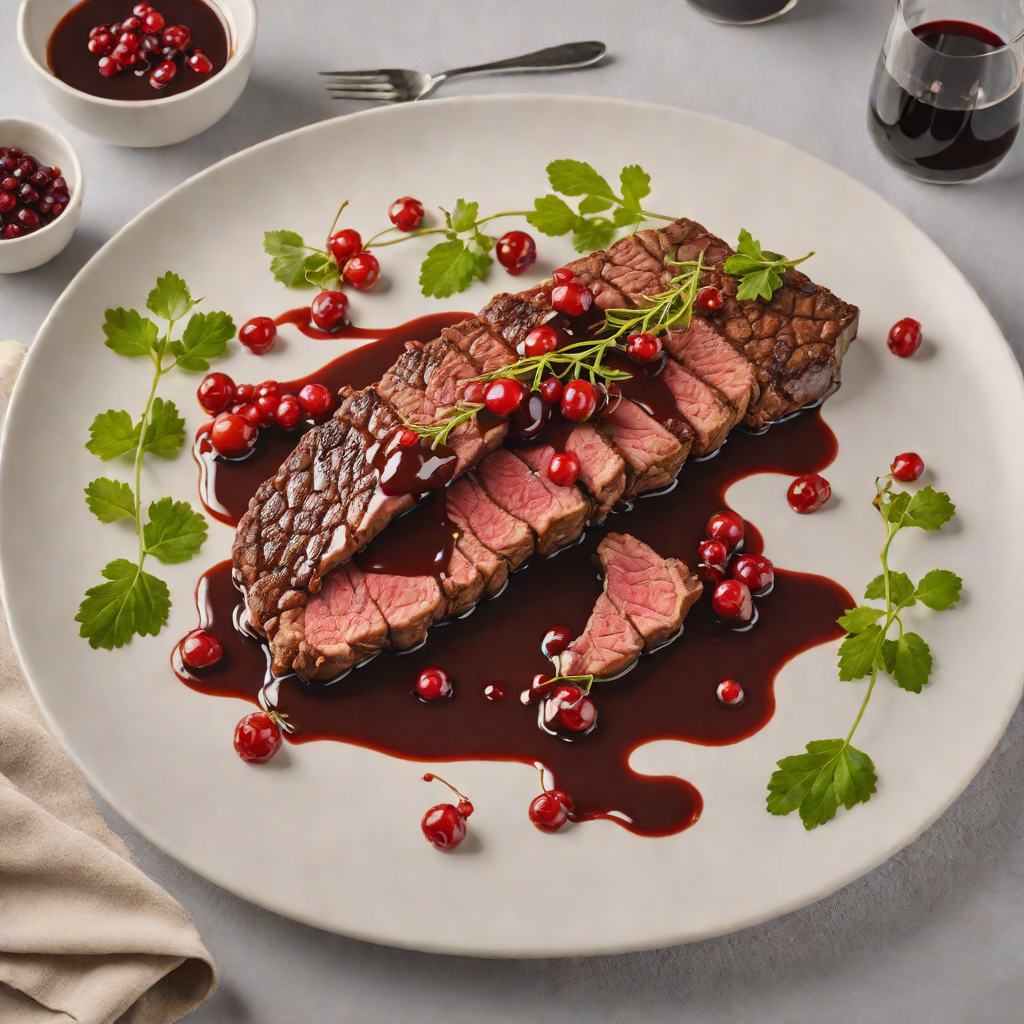 Pan-Fried Kangaroo Steak with Pepperberry and Red Wine Jus