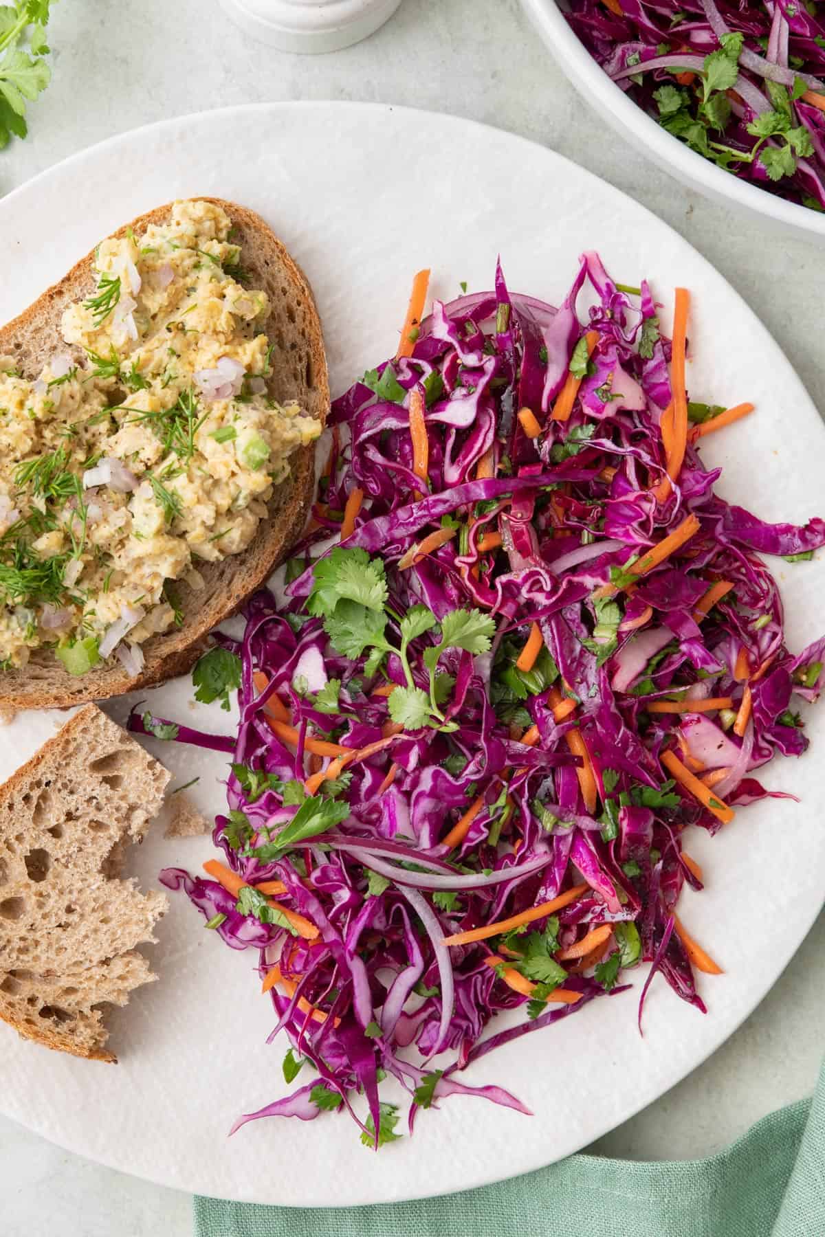Rhubarb-Cabbage Slaw with Lemon-Dill Dressing