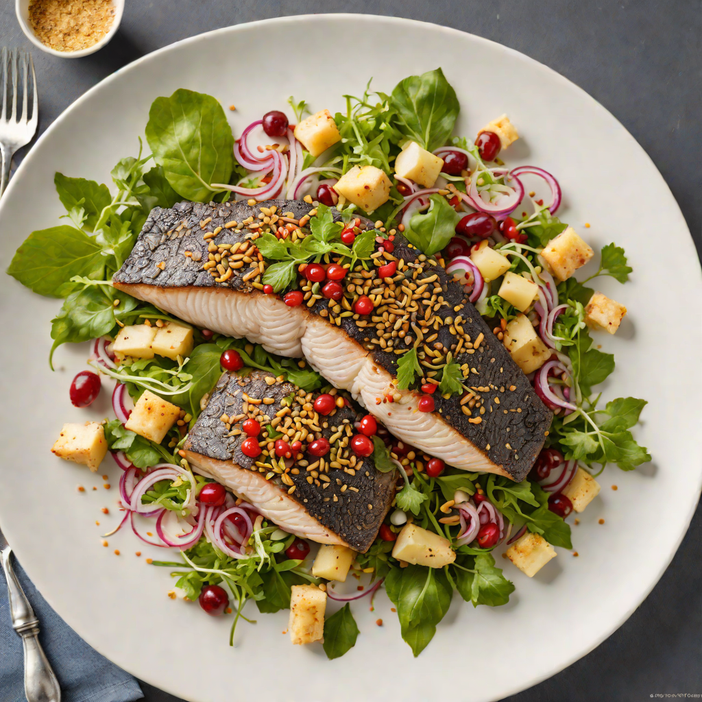Tasmanian Pepperberry-Crusted Barramundi with Macadamia Salad