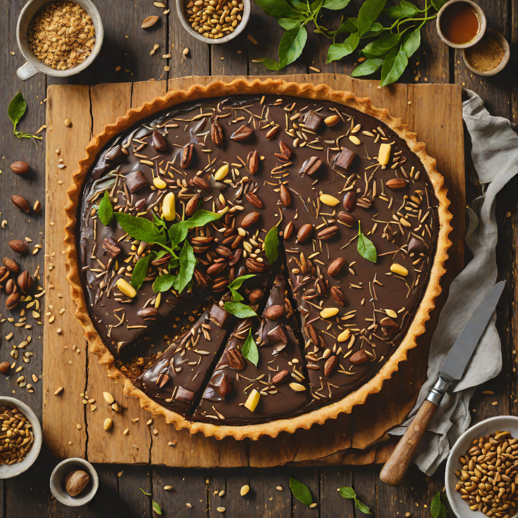 Bush-Spiced Wattleseed and Macadamia Chocolate Tart