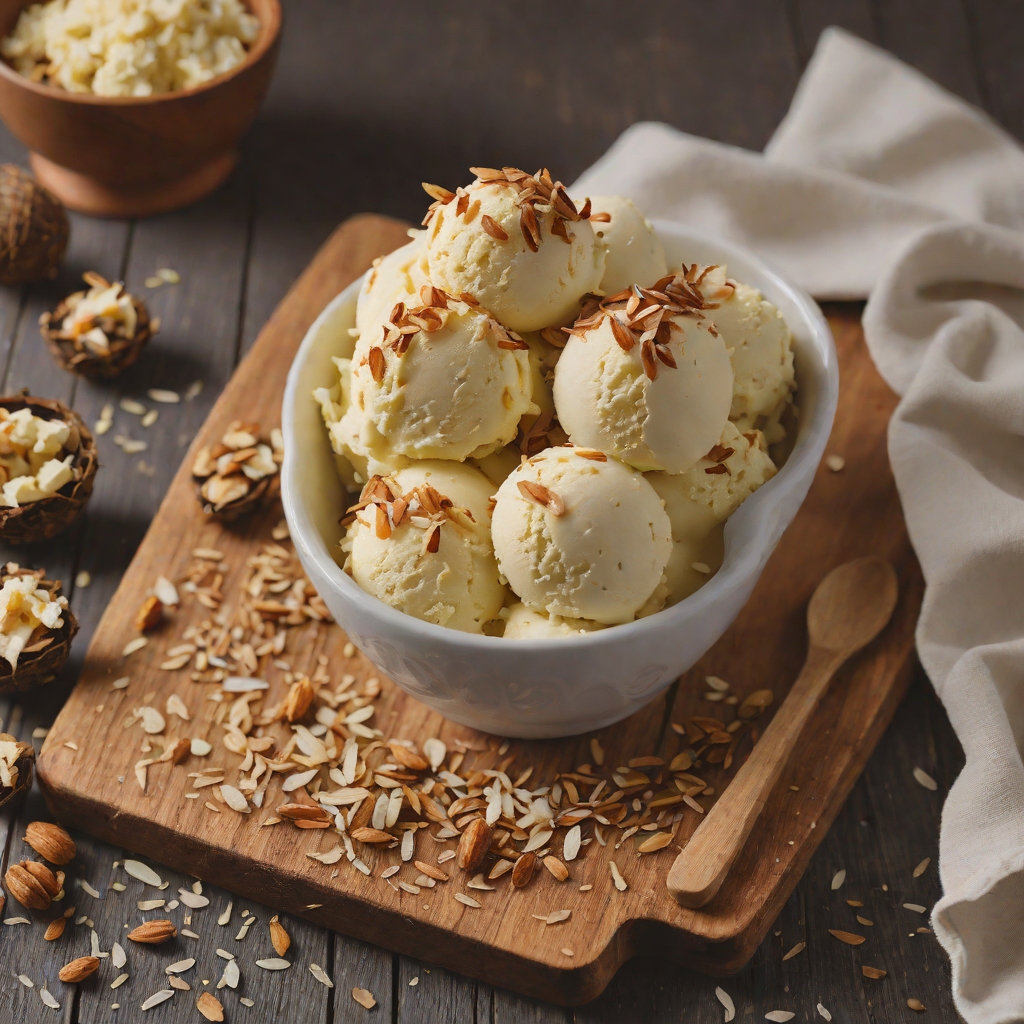 Quick No-Churn Vanilla Bean Ice Cream with Toasted Coconut