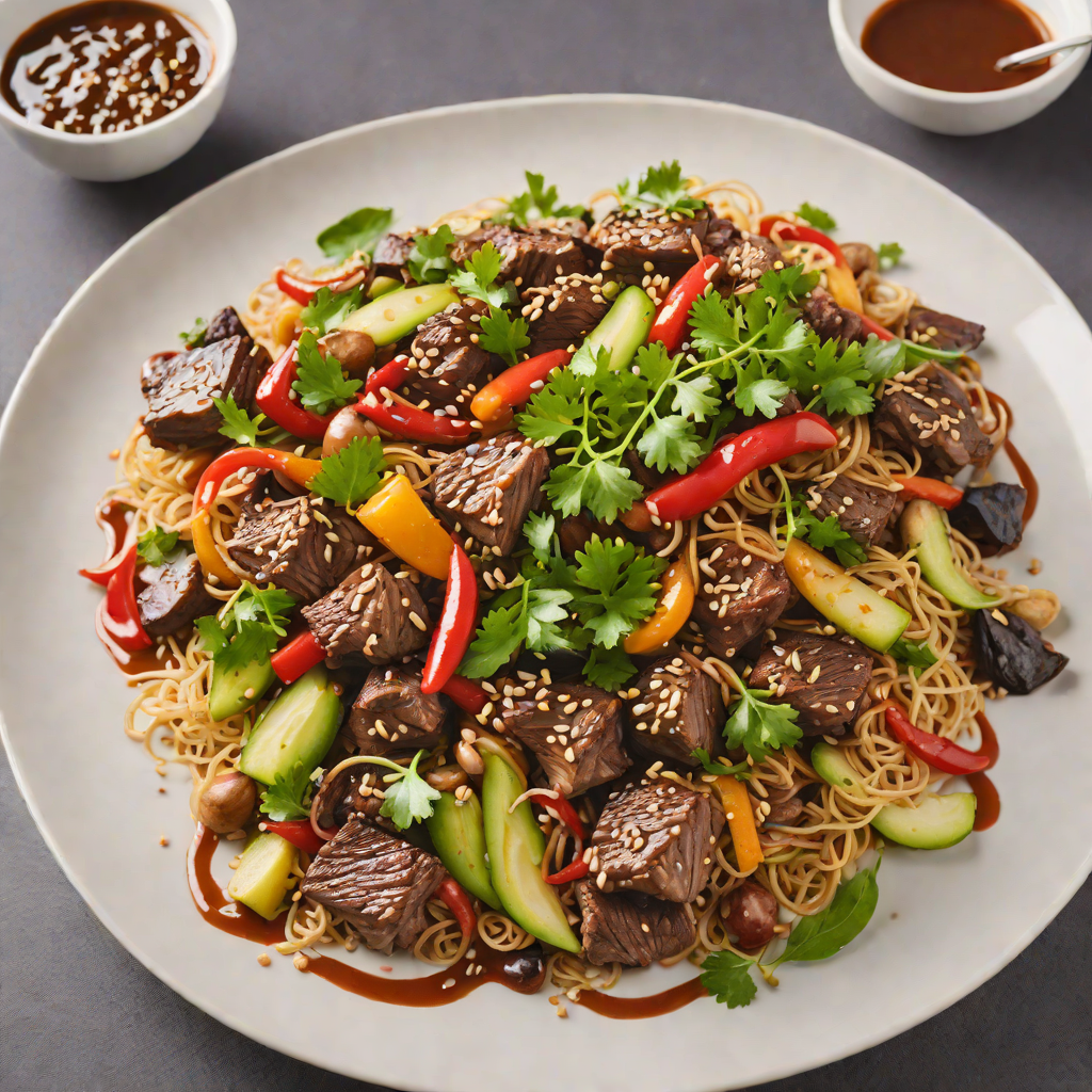 Spiced Kangaroo Stir-Fry with Macadamia and Kakadu Plum Sauce