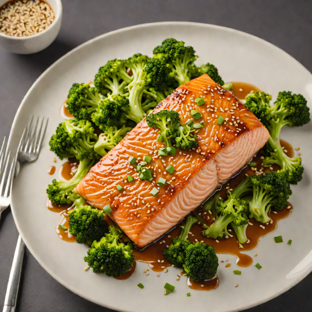 Pan-Seared Salmon with Maple-Soy Glaze and Sesame Broccoli