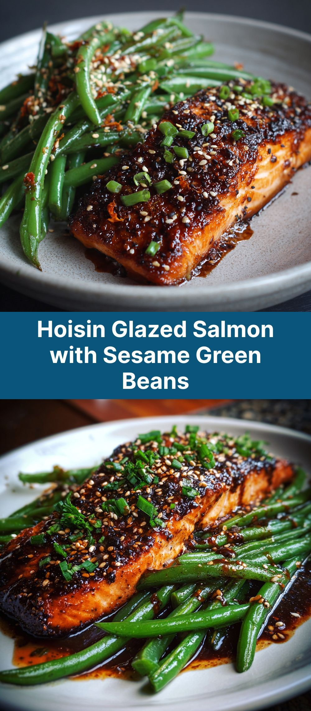 Pan-Fried Salmon with Ginger-Soy Glaze and Sesame Green Beans