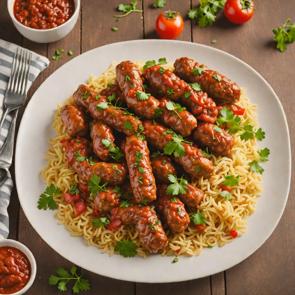 Slow-Cooked Curried Sausages with Onion and Tomato Sauce