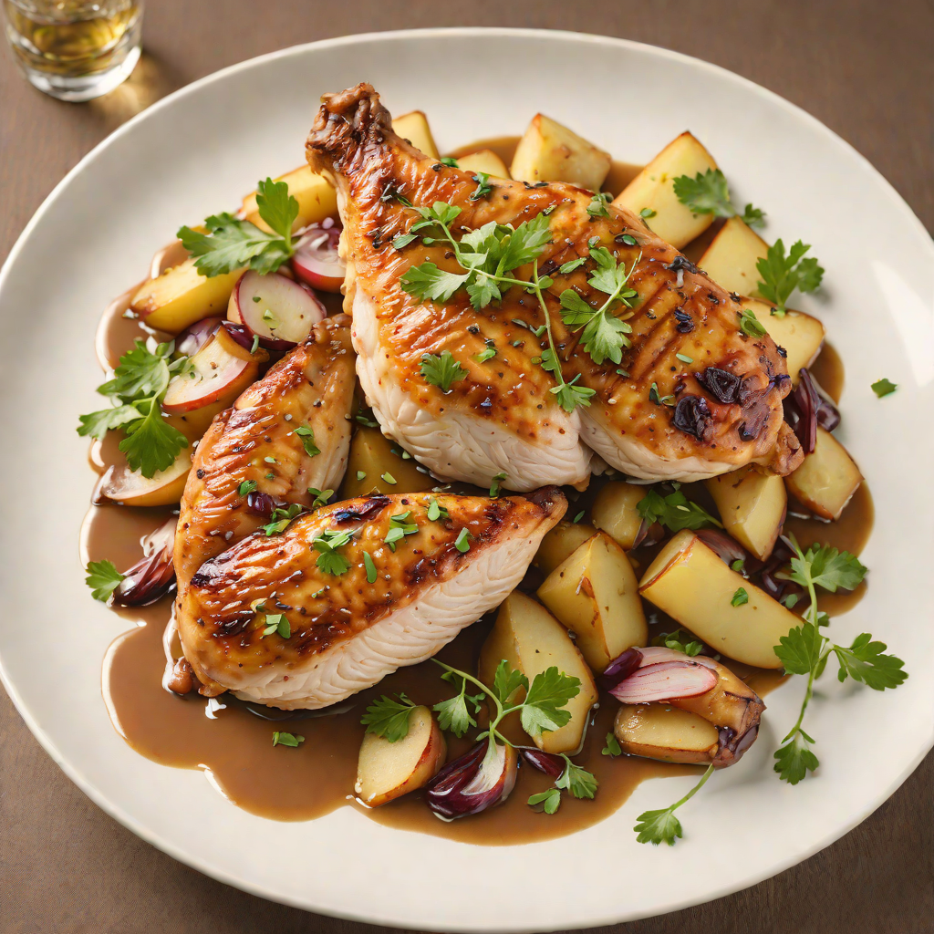 Pan-Seared Chicken with Spiced Apple and Shallot Reduction