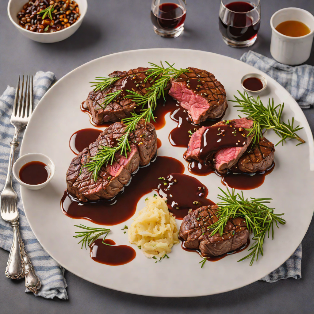 Oven-Baked Kangaroo Steaks with Red Wine and Rosemary Jus