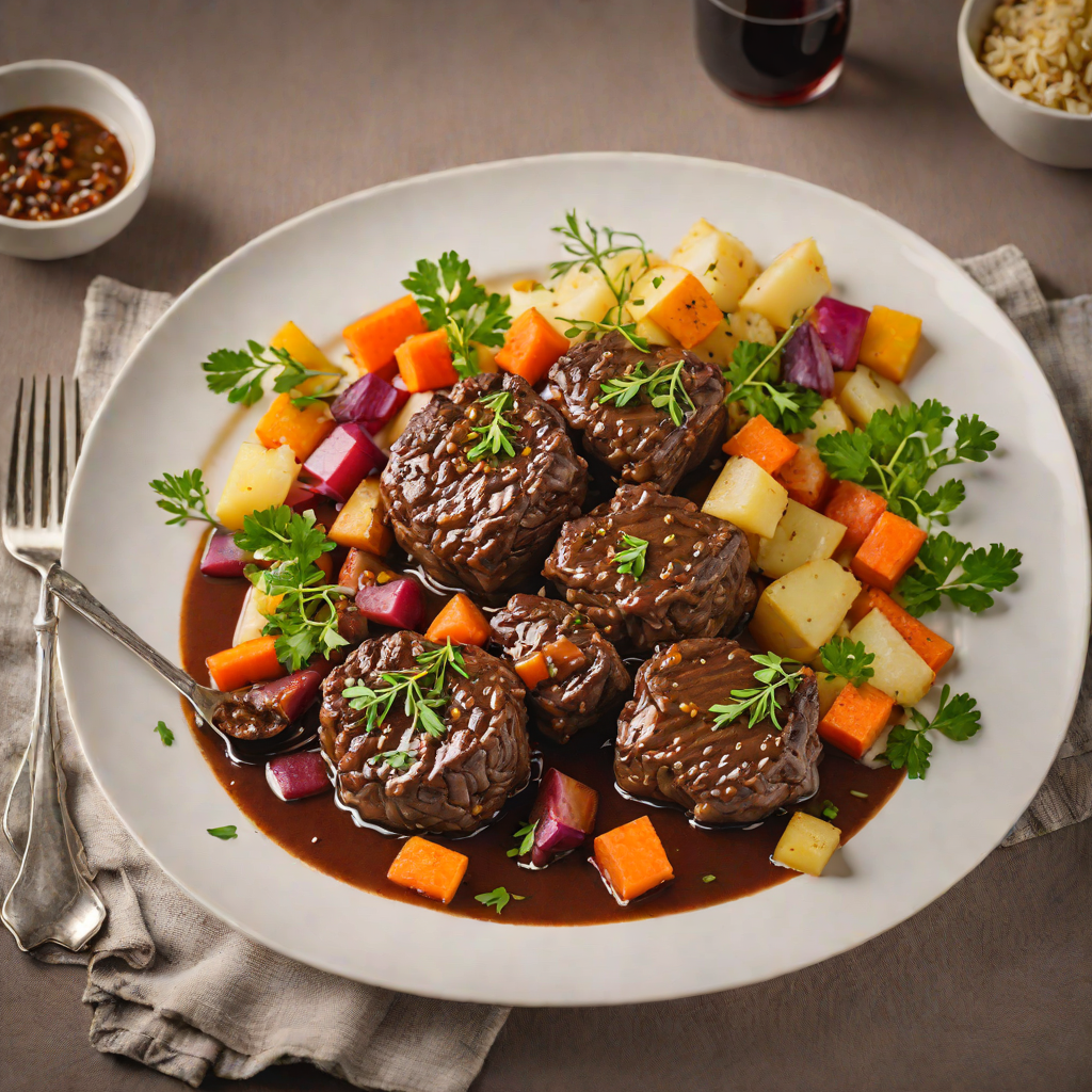 Slow-Braised Beef Cheeks in Red Wine and Root Vegetables