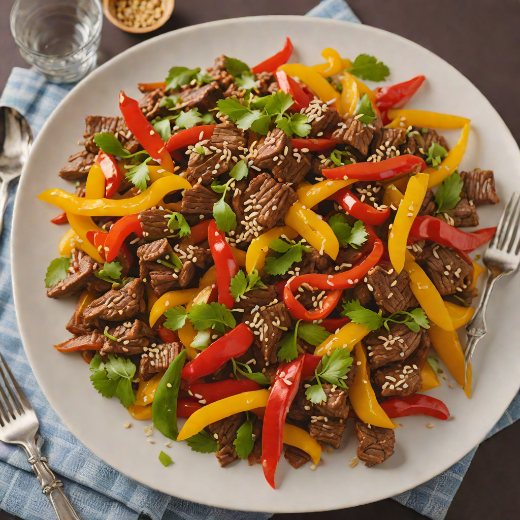 Quick Stir-Fried Beef and Bell Peppers with Garlic and Ginger