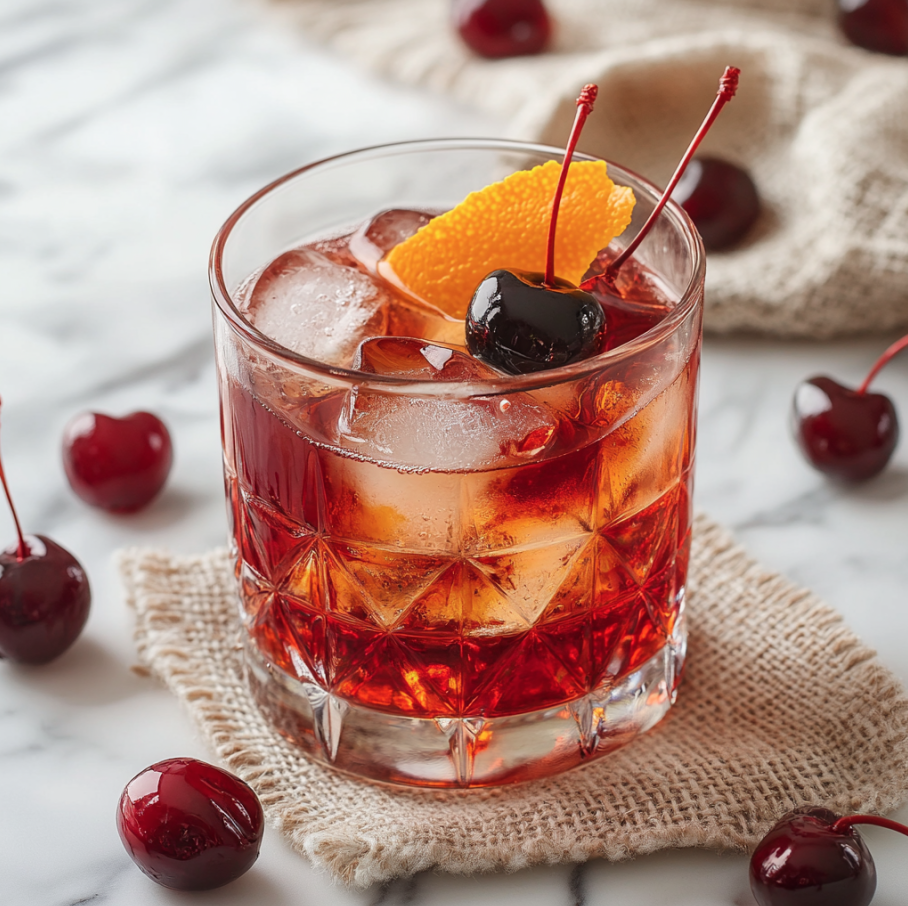 Manhattan with Cherry-Infused Whiskey