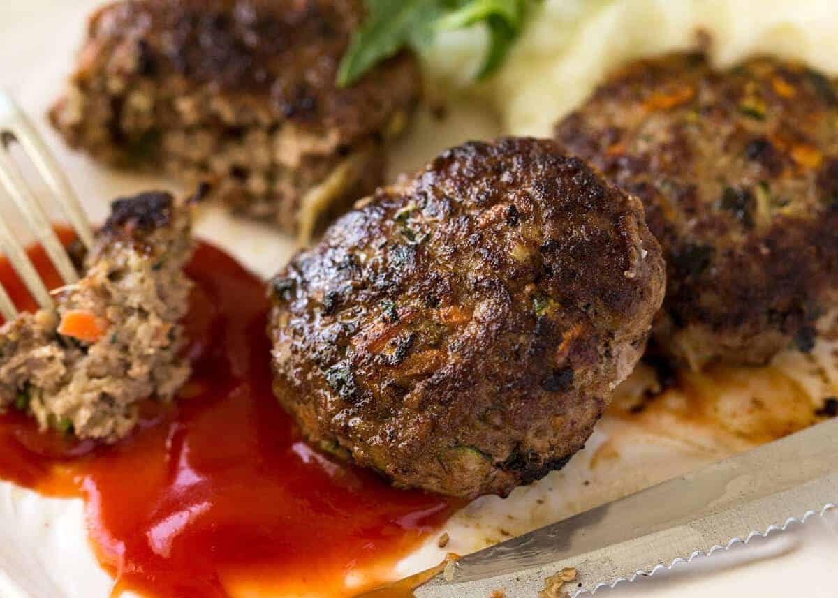 One-Pot Kangaroo Rissoles with Tomato and Onion Gravy
