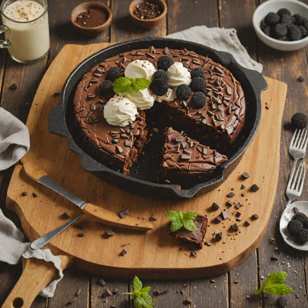 One-Hour Chocolate Skillet Brownie with Oreo Topping