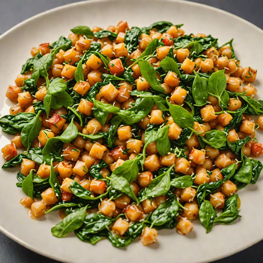 Sautéed Chickpeas with Spinach and Garlic in Tomato Sauce