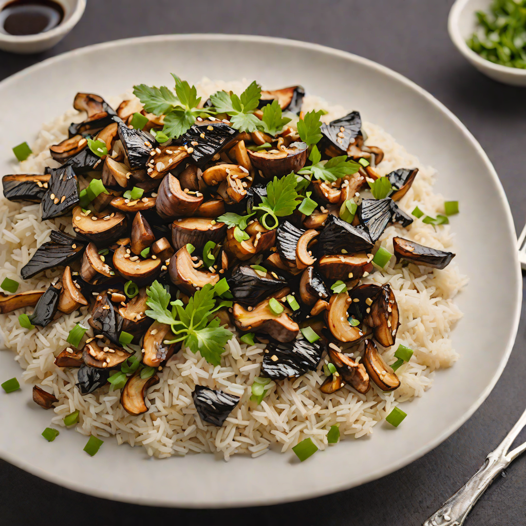 Black Garlic and Shiitake Mushroom Stir Fry with Jasmine Rice